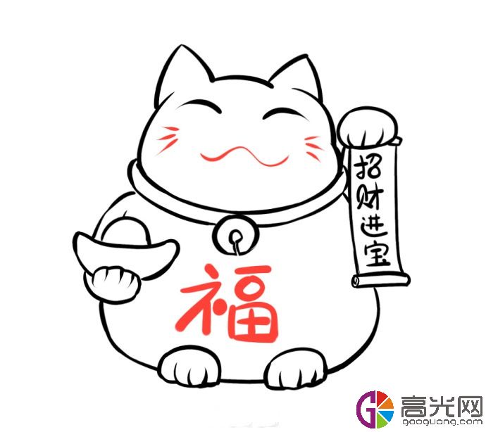 简单的招财猫怎么画卡通招财猫简笔画图片大全