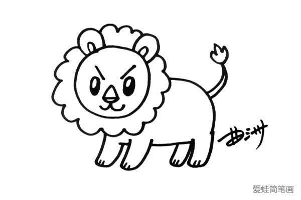 凶狠表情卡通狮子怎么画