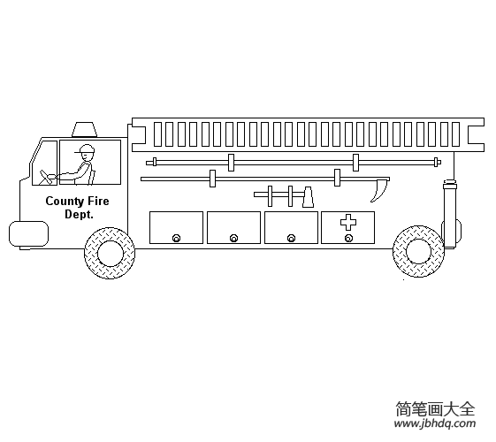 消防车云梯简笔画