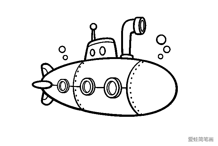 6张卡通潜水艇简笔画