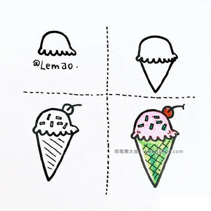 冰淇淋和冰棒的简笔画画法