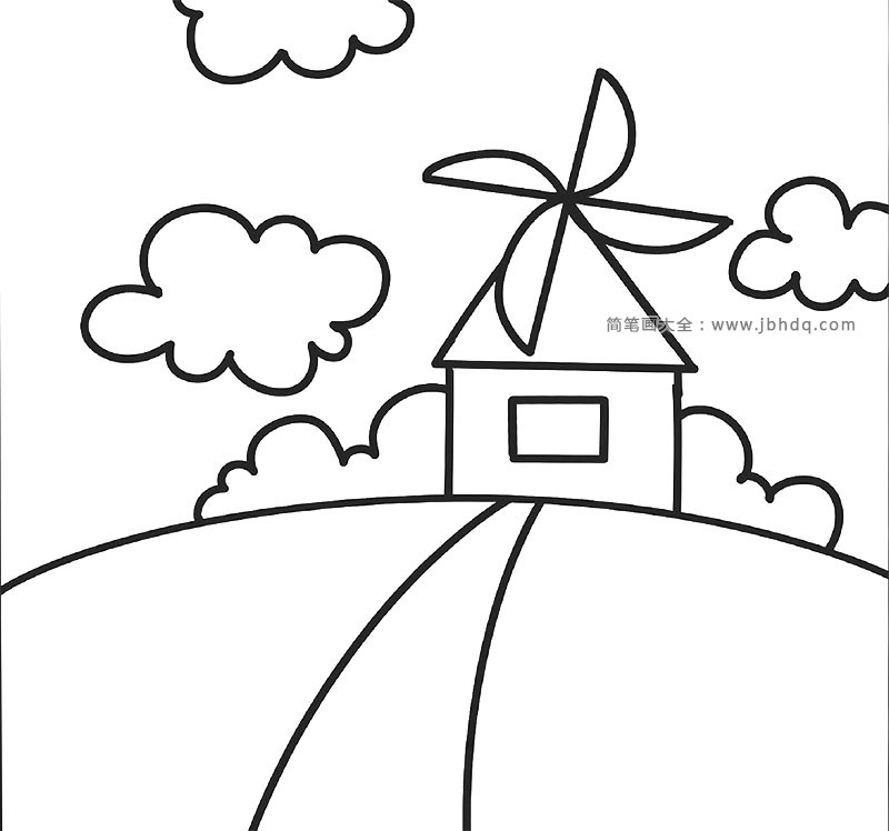 风车房子简笔画图片