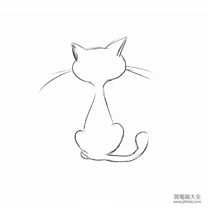 猫咪的背影简笔画推按