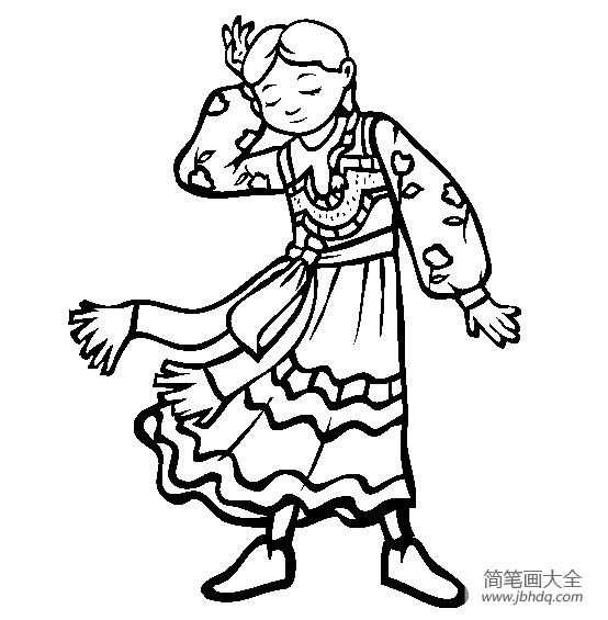 世界民族服饰简笔画 俄罗斯小女孩简笔画图片