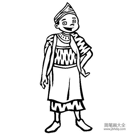 世界民族服饰简笔画喀麦隆小男孩简笔画图片