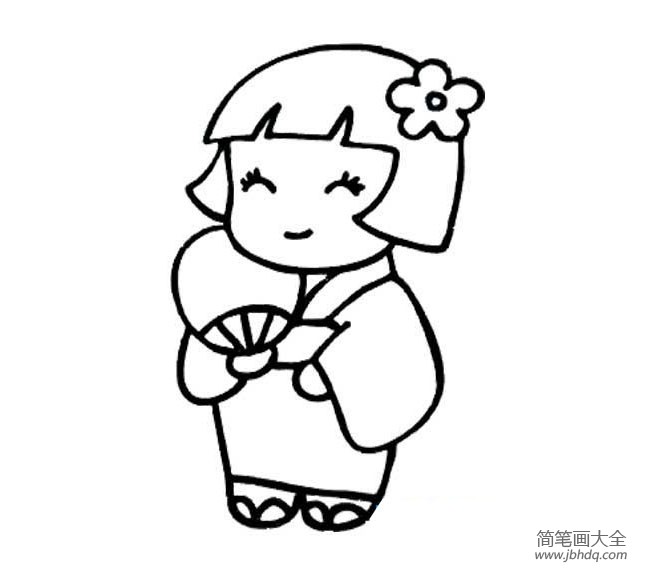 穿和服的小女孩简笔画图片