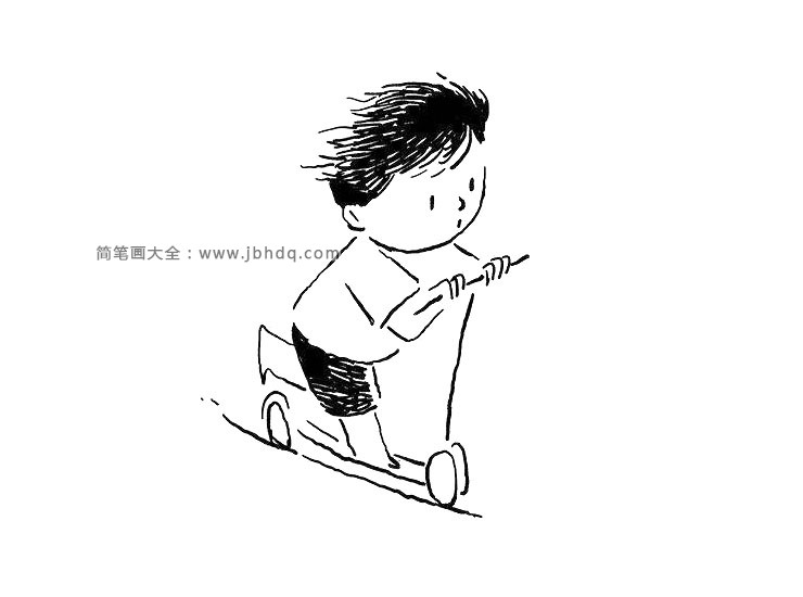 玩滑板车的小男孩
