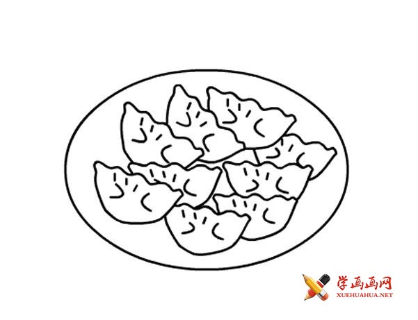 儿童简笔画八张图教你怎么画一盘饺子简笔画