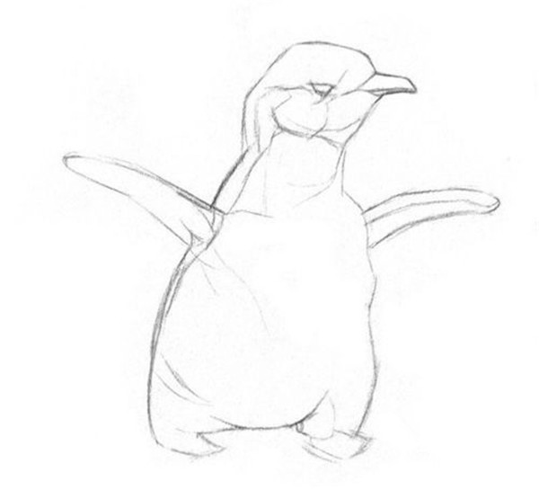 动物素描教程步骤图解小企鹅的画法