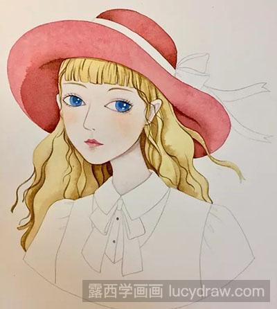 水彩画教程:怎么画戴帽子的小女孩