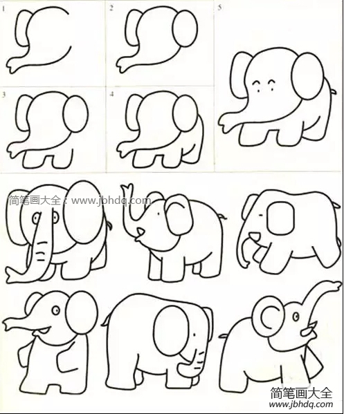 大象简笔画画法步骤图片