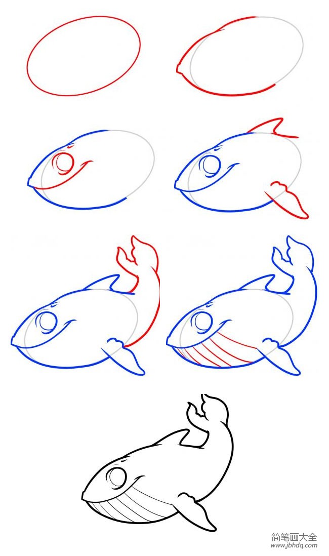 蓝鲸鱼简笔画图片