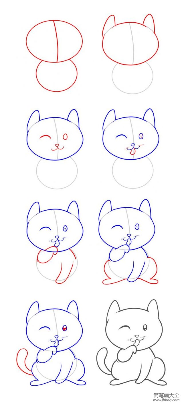 简笔画教程可爱的小猫