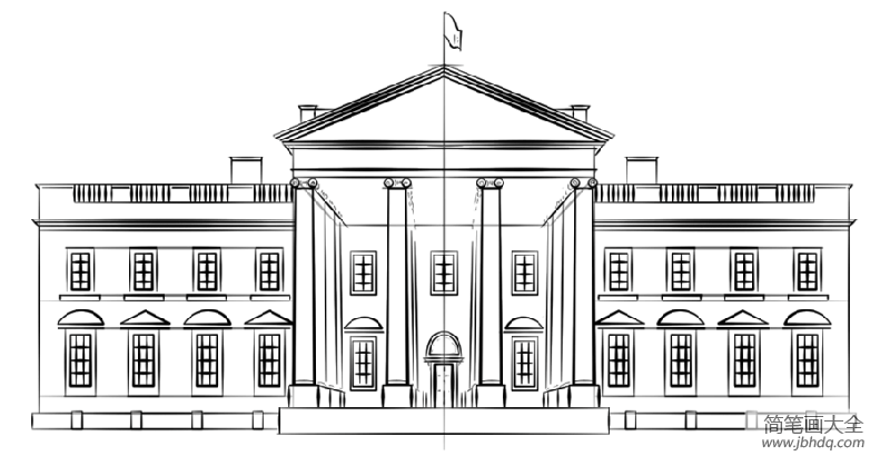 白宫简笔画手绘图图片