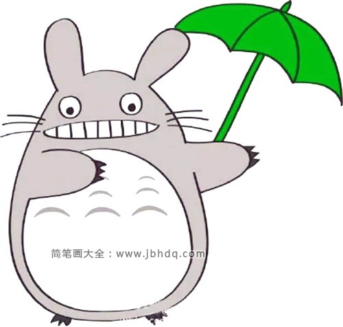 龙猫简笔画撑伞图片