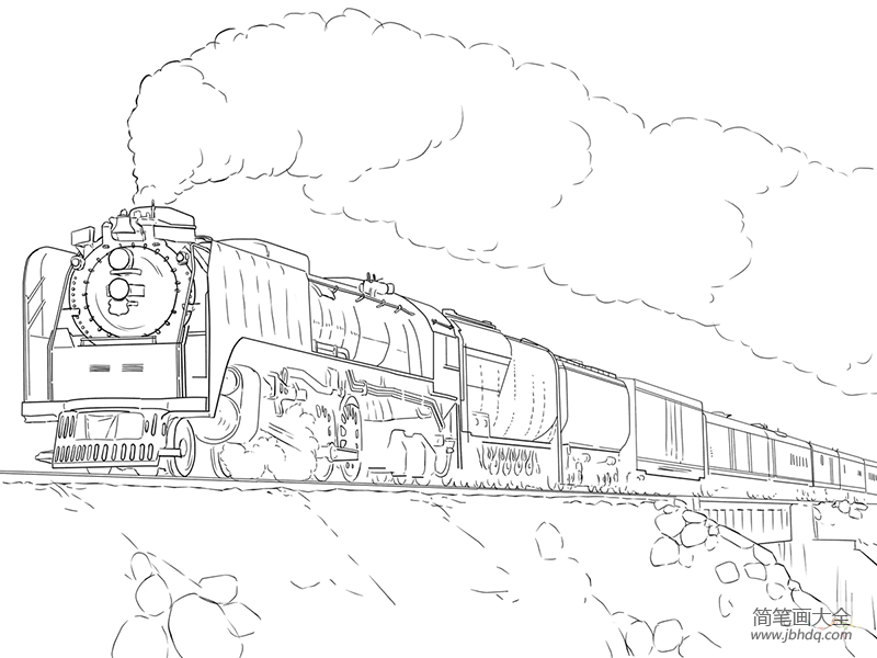中国蒸汽火车简笔画图片