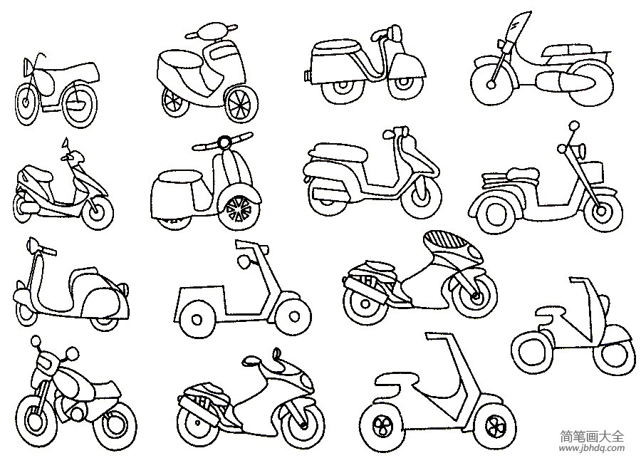 摩托车图画简笔画图片