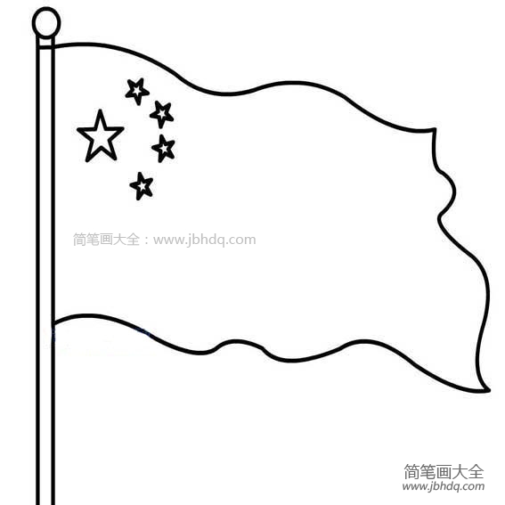 中国的国旗简笔画飘扬图片