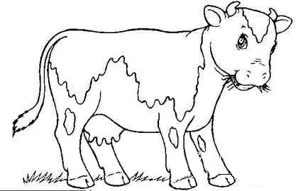 牛吃草简笔画 卡通图片