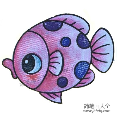 眼睛,鱼鳍巧添加2画出鱼头和鱼嘴1椭圆身体扇形尾