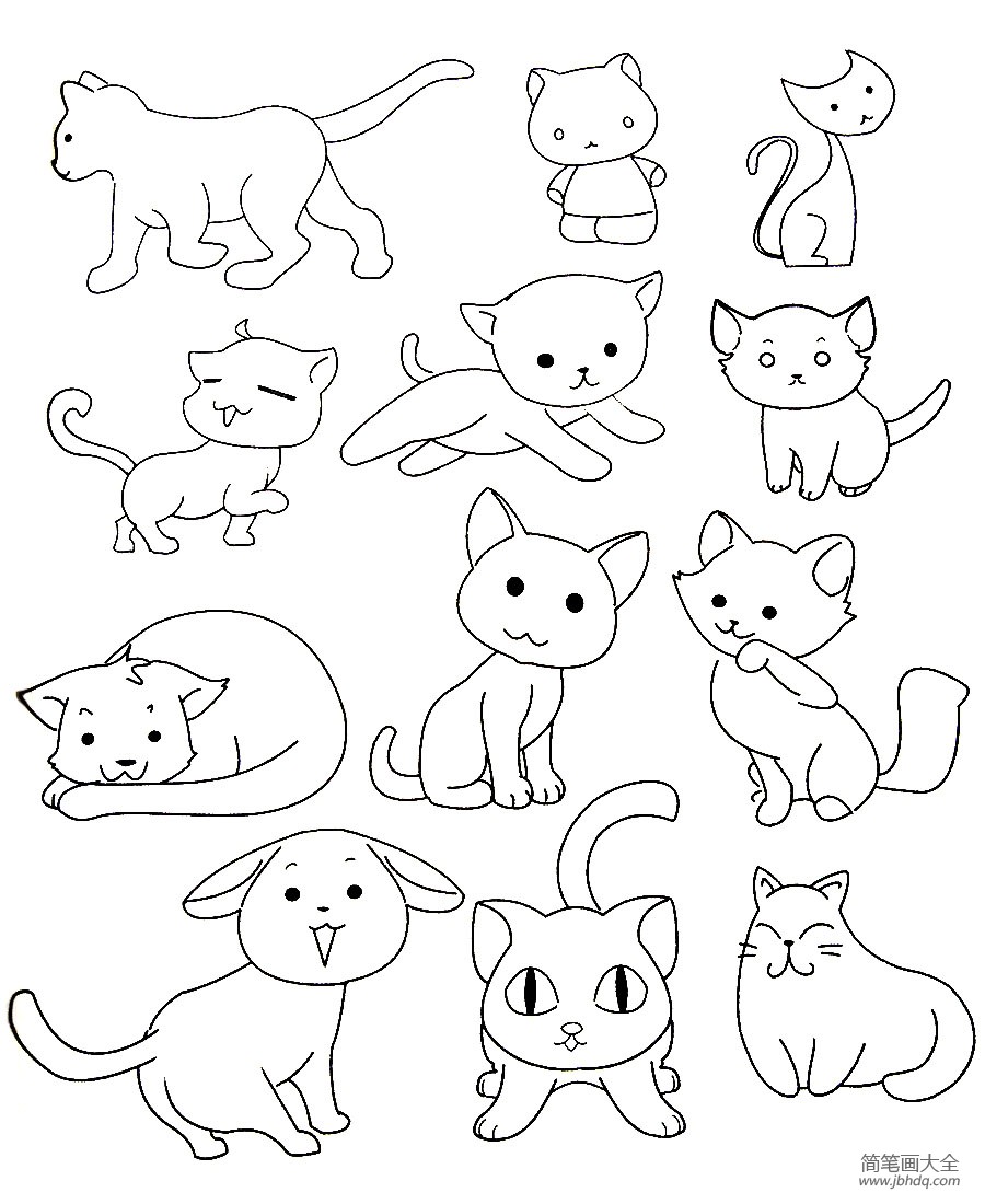 小猫简笔画大全 简单图片