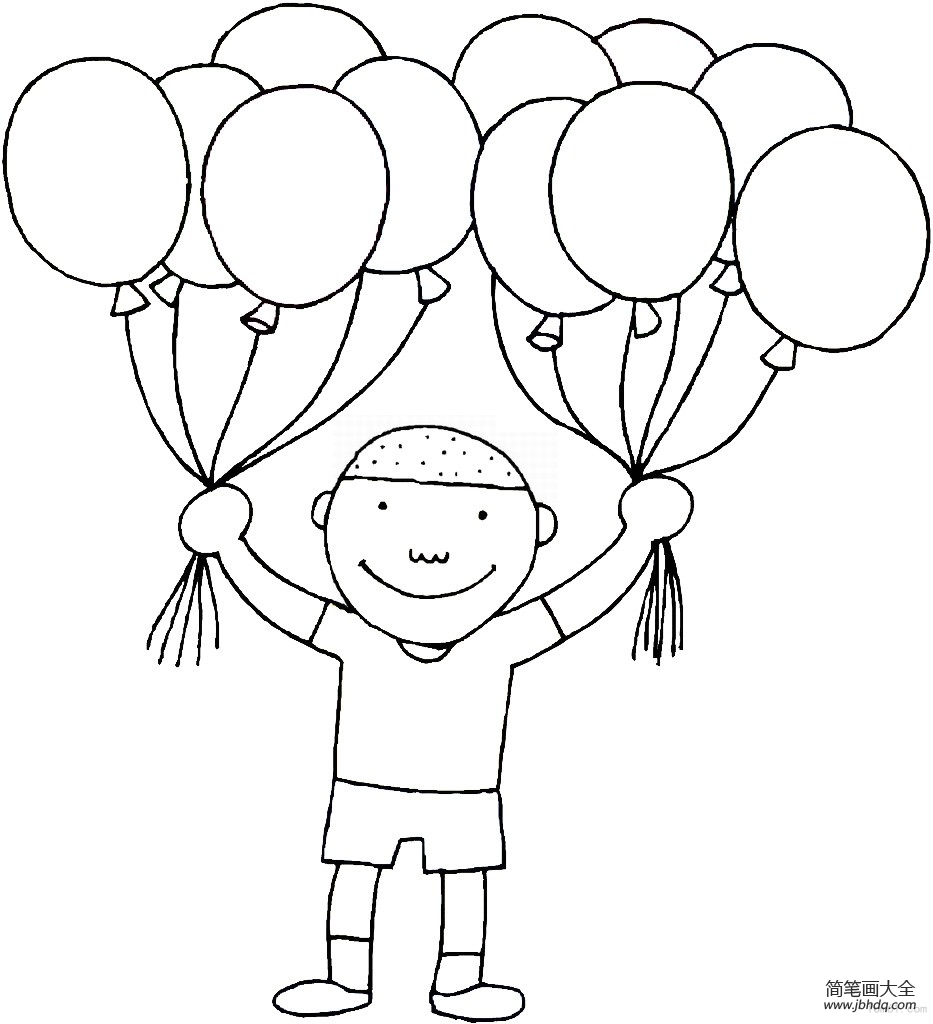 小孩子拿气球简笔画图片