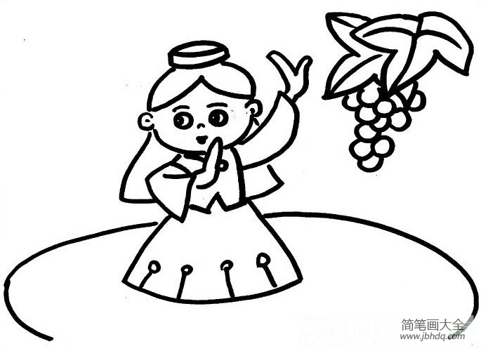 儿童学画画跳新疆舞的小女孩