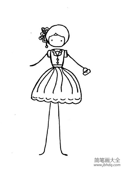 小女孩穿裙子的简笔画图片