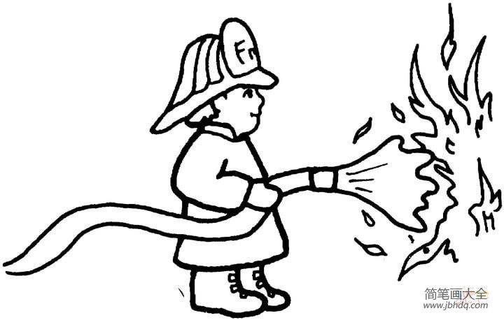 消防员救人的简笔画图片