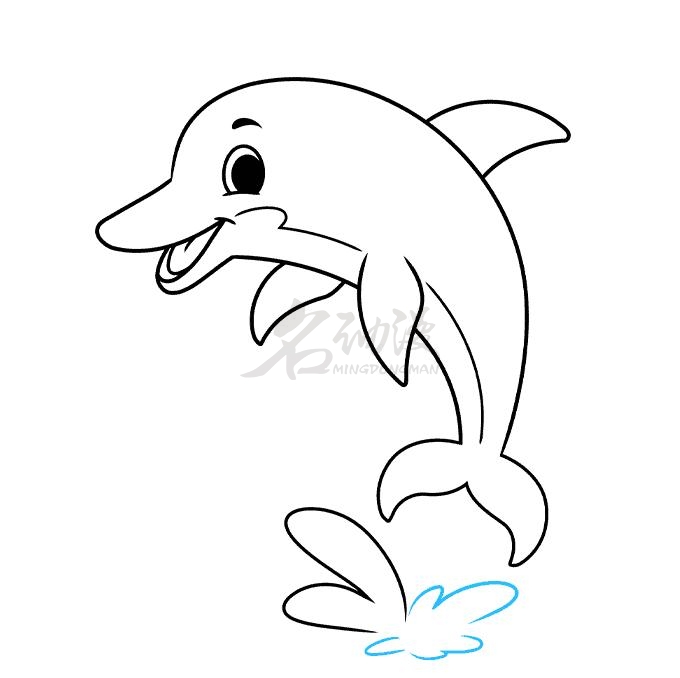 这样一只可爱的海豚就画好了