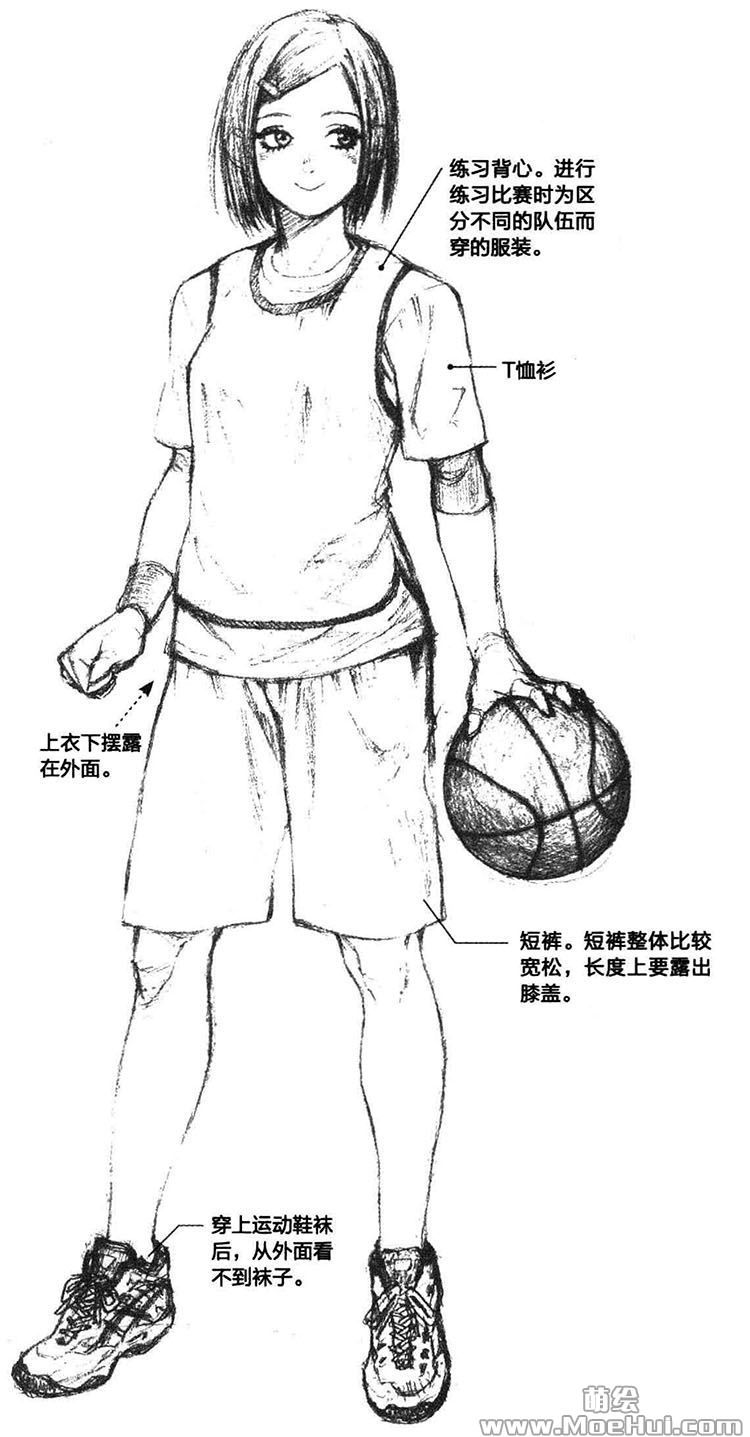 篮球女孩素描图片