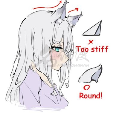 第四步:狐狸的耳朵很可爱,会因为人物的情绪改变耳朵的形状
