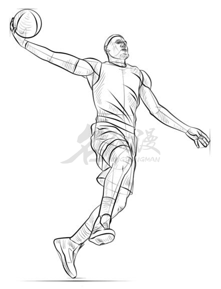 非常简单的打篮球姿势绘画