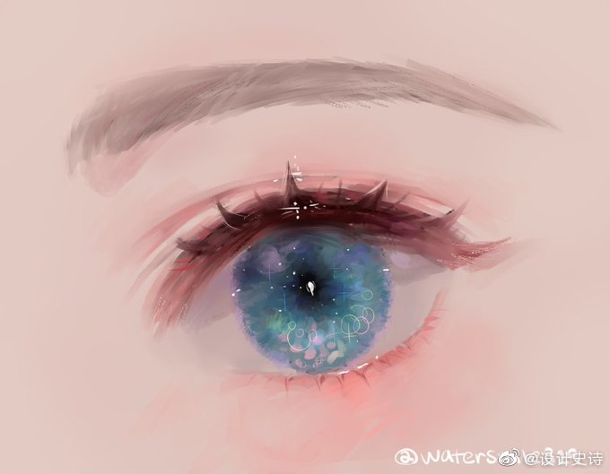 韩国插画师手绘动漫女生眼睛设计插画图片欣赏