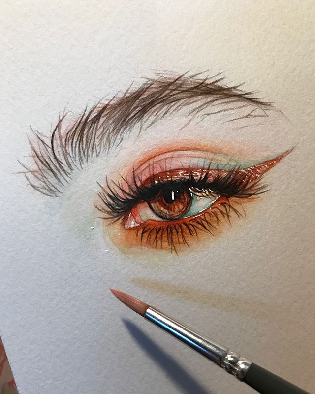 日本画师日本动漫细腻的手绘水彩眼睛