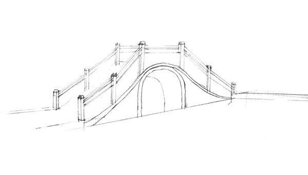 石拱桥线描画图片