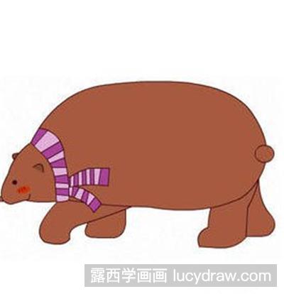 冬天戴围巾的熊的画法