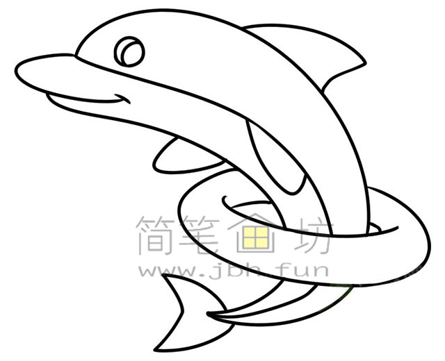 钻圈的海豚简笔画绘画步骤及图片大全 